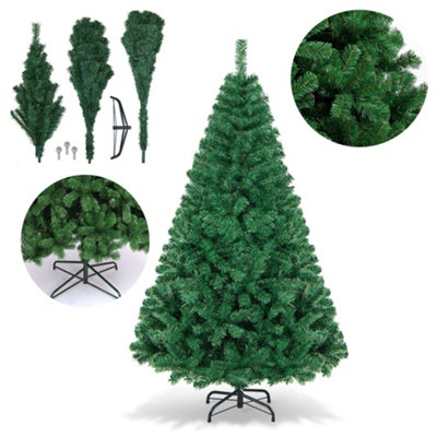 Prime Plus 6Ft(850 Branches) Unlit Pine Christmas Tree Pvc Hinged W/foldable Metal Stand Xmas from B&Q