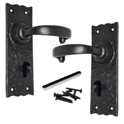 Betley Butterfly Antique Black Cast Iron Door Handles 6" Bathroom Vintage Cottage Country Handles from B&Q