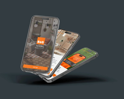 3 Smartphones displaying various screens of the B&Q app.