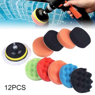 12Pcs Buffing Waxing Polishing Sponge Pads Kit Set For Car Polisher Clean Drill