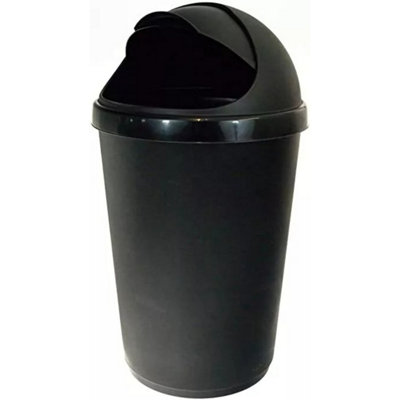 New 50 Litre Bullet Bin Rubbish Waste Litter Bins Kitchen Dustbin Flap Lid Black from B&Q