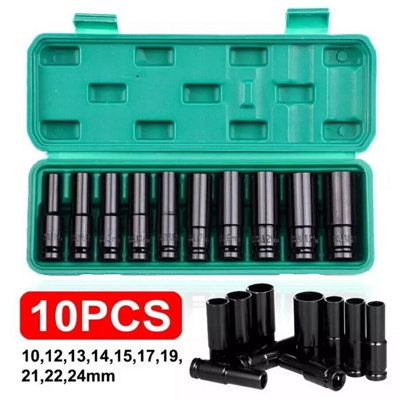 1/2" Inch Deep Impact Socket Tool Set 10-24mm Metric Garage Workshop from B&Q