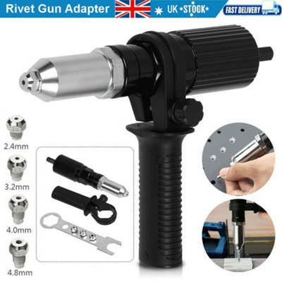 Electric Rivet Nut Gun Cordless Drill Pop Adapter Riveting Riveter Insert Tool from B&Q