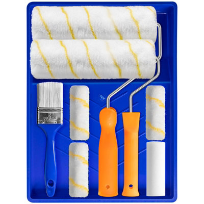 Paint Roller 9" Set Tray Rollers Soft Sleeves Brush Kit Decorating Painting Tool from B&Q