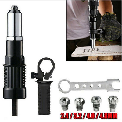 Electric Rivet Nut Gun Cordless Drill Pop Adapter Riveting Riveter Insert Kit from B&Q
