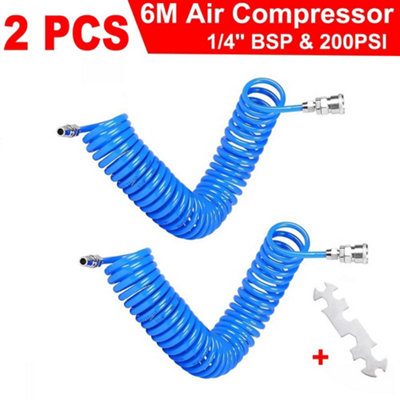 2X 6M Flexible Compressor Air Line Hose Recoil 6 Metre Coiled For Air Tool from B&Q