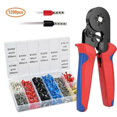 1200Pcs Cable Wire Electrical Terminals Ferrule Crimper Plier from B&Q