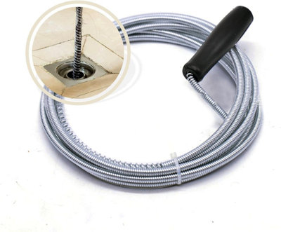3M Long Drain Unblocker Cleaner Waste Pipe Plunger Sink Snake Toilet Flexible from B&Q