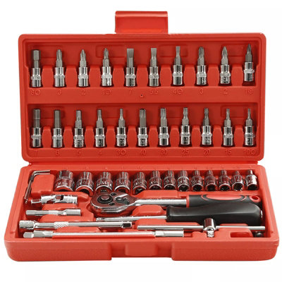 46Pcs Screwdriver Socket Set Metric Bit Driver Set Ratchet Torx Hex Wrench Tool from B&Q