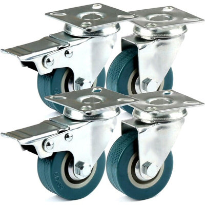 4 X Heavy Duty 75mm Pu Swivel Castor Wheel 400Kg Trolley Furniture Caster Rubber from B&Q