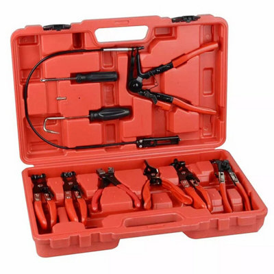 Automotive Flexible Hose Clamp Clip Pliers Kit Swivel Jaw Flat Angled Band Tool from B&Q