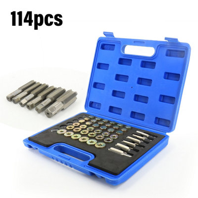 114Pc Oil Pan Thread Sump Repair Kit Gearbox Drain Plug Tool Set M13 M15 M17 M22 from B&Q