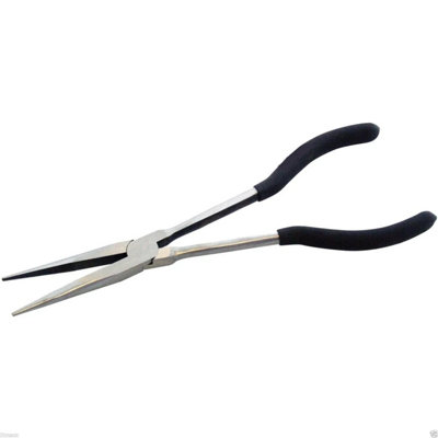 275mm Straight Nose Extra Long Reach Needle Nose Pliers With Grip from B&Q