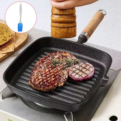 Grill Pan Non Stick Griddle Frying Poring Lips Induction Skillet Cooking Steak from B&Q