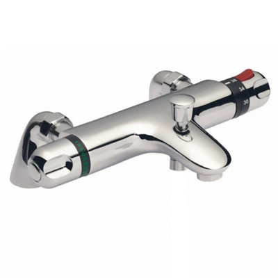 Chrome Bathroom Thermostatic Bath Shower Mixer Taps Deck Mounted Valve Bar Tap