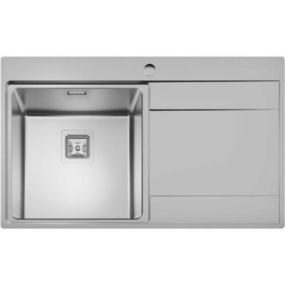 Sinkoro 1.0 Bowl Kitchen Sink Stainless Steel Square Inset Right Drainer Waste from B&Q