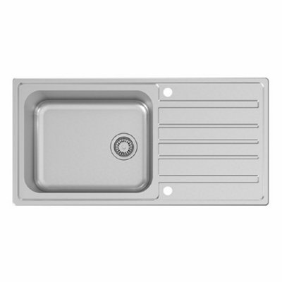  - 1 Bowl Kitchen Sink Large Deep Inset Reversible Drainer Waste Stainless Steel