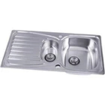 Stainless Steel Kitchen Sink Inset 1.5 Bowl Reversible Drainer + Free Wastes from B&Q