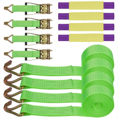 4X Wheel Ratchet Strap Recovery Transport Trailer Car Van Truck Vehicle Tie Down from B&Q