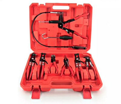 9Pcs Hose Clamp Clip Pliers Automotive Flexible Set Swivel Jaw Flat Angled Plier from B&Q