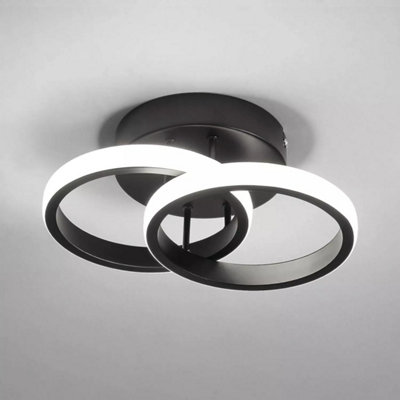 22W 24Cm Modern Led Ceiling Light Cold White Chandelier Metal Black Wall Lamp from B&Q