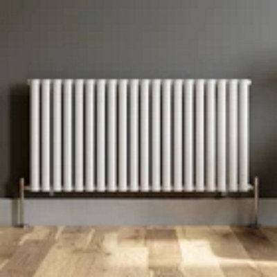 Designer Radiator Horizontal White Oval Column Rads Single Panel 600X1200mm from B&Q