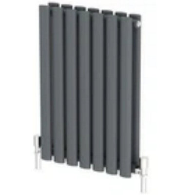  - Anthracite Designer Radiator Horizontal Oval Column Double Panel Rad 600X420mm