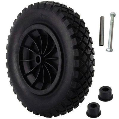  - Pu 14" Black Puncture Proof Solid 3.50-8 Wheelbarrow Wheel Complete New
