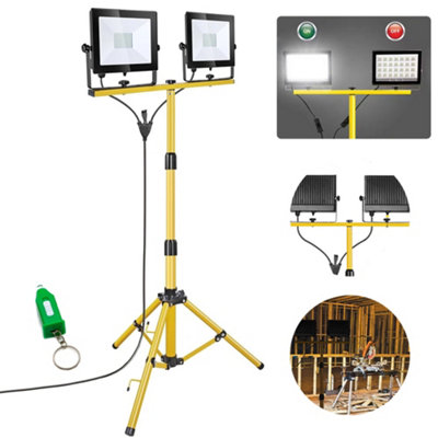 Led Work Light 2X50W Twin Site Lights Ip65 Tripod Flood Portable Inspection Lamp from B&Q