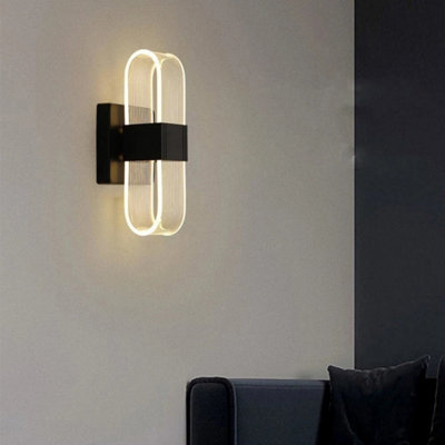 12W Acrylic Led Wall Lamp Modern Indoor Wall Light 3 Colors Black Sconce Bedroom from B&Q
