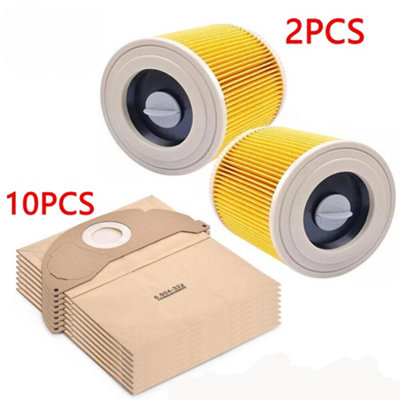 Dust Bags & Filter For Karcher Wd2  Wet & Dry Vacuum Cleaner Uk