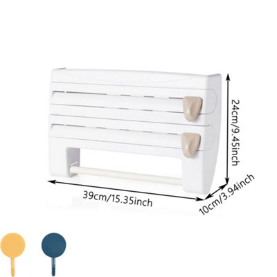  - Kitchen Cling Film Tin Foil Dispenser Paper Towel Roll Holder Wall Mounted Rack