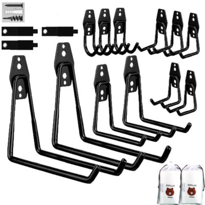  - 15X Storage Hooks Utility Double Wall Mount Garage Organization Tools Heavy Duty