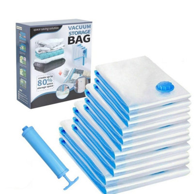 12X Vac Space Saving Compressed Bag Vaccum Pack Saver Strong Vacuum Storage Bags from B&Q