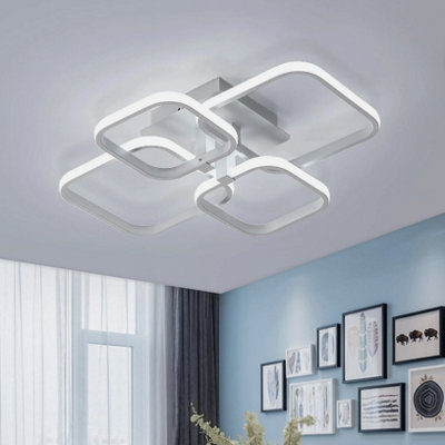 60W Led Ceiling Lights White Squares Design Chandelier 6500K Fixture Living Room from B&Q