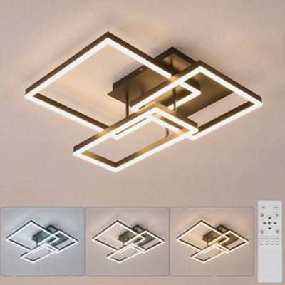 48W Dimmable Led Ceiling Light Crystal Chandelier Remote Control Living Room 61 from B&Q