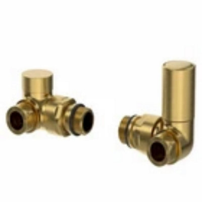Modern Corner Manual Radiator Valve Towel Rail Rad Pair 15mm Brass Round from B&Q