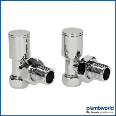 Modern Angled Heated Towel Rail Radiator Valves Pair 15mm Chrome Manual Ndt from B&Q