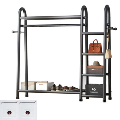 Heavy Duty Double Clothes Rail Rack Garment Hanging Stand Open Wardrobe Shelf from B&Q