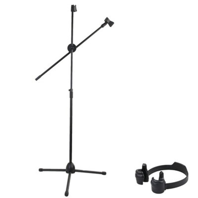 Professional Boom Microphone Mic Stand Holder Adjustable With Free Clips New from B&Q