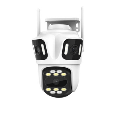 B&Q Wireless Triple Lens 8Mp Wifi Ip Camera Outdoor Cctv Ptz Zoom Home Security Cam