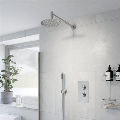Thermostatic Concealed Round Shower Wall Mounted Pencil Handset Shower Heads from B&Q