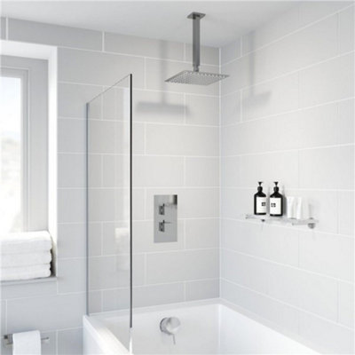 Thermostatic Concealed Square Shower Bath Filler Ceiling Mounted Fixed Head from B&Q