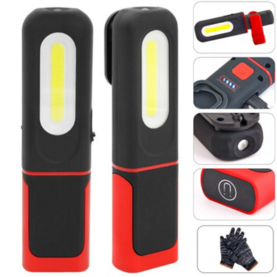 2X Rechargeable Cob Led-Work Light Mechanic Work Shop Inspection Lamp Hand Torch from B&Q