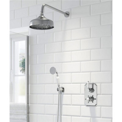 Thermostatic Concealed Lever Cross Shower Bath Filler Ceiling Mounted Fixed Head from B&Q