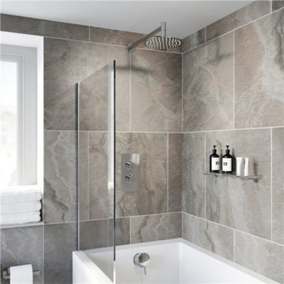 Thermostatic Concealed Valve Round Shower Wall Mounted Bath Filler Drench Head from B&Q