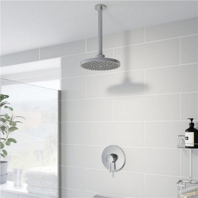 Concealed Stick Shower Ceiling Mounted Fixed Head Round Chrome Pivot from B&Q