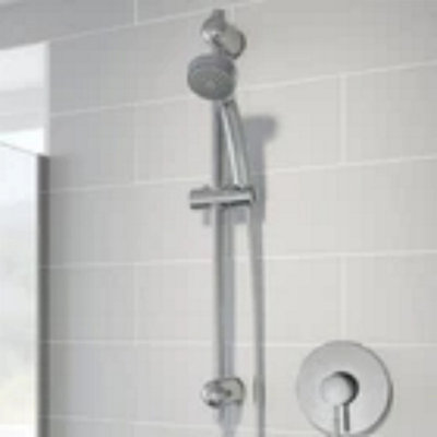 Concealed Stick Shower Concentric Wall Mounted Adjustable Head Chrome Handset from B&Q