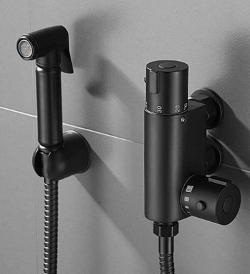  - Douche Bidet Shattaf Black Shower Spray Brass Thermostatic Kit Set