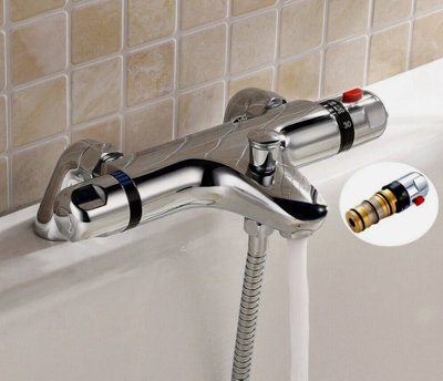 - Chrome Thermostatic Bath Shower Mixer Tap Valve Deck Mounted Bathroom Filler